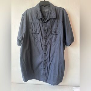 Old Navy Men's Blue Cotton Button Up Short Sleeve Shirt Pocket XXL